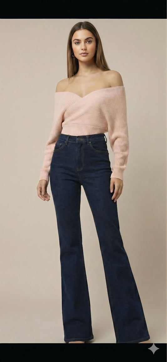 Pink Overlapping Neckline Pullover