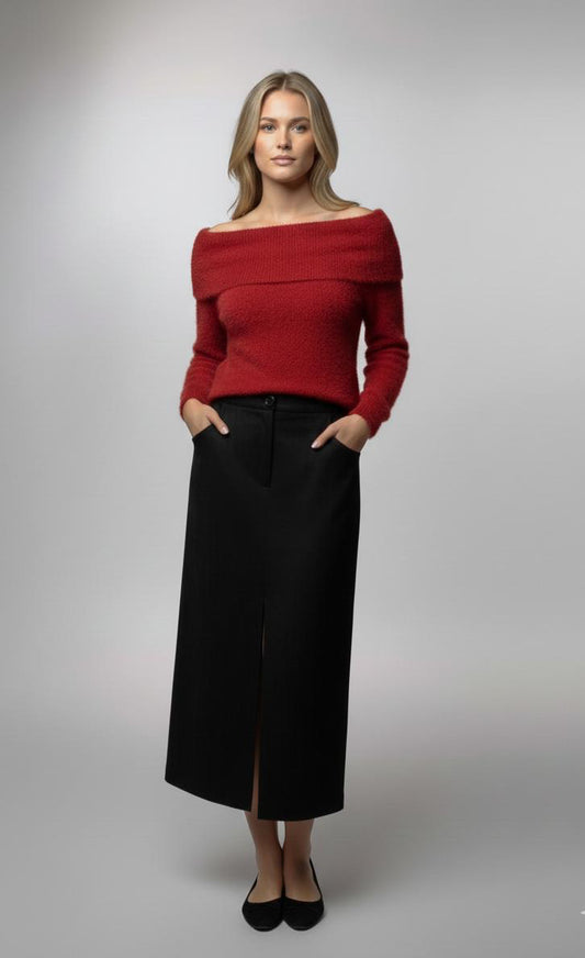 Black Suede Pencil Skirt