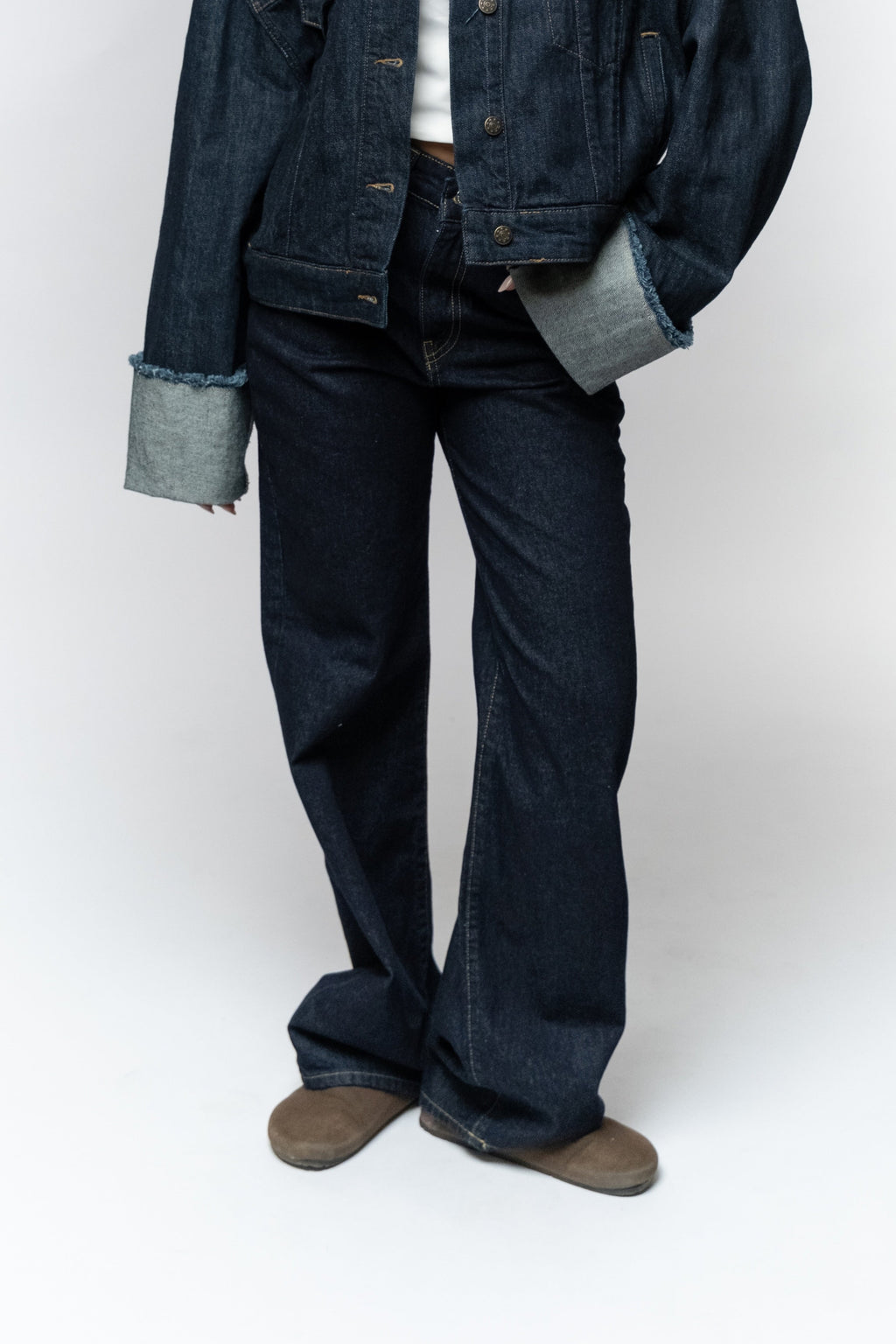 High-Waisted Dark Denim Jeans