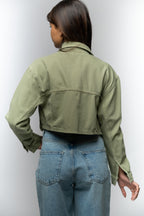 Olive Green Cropped Utility Jacket