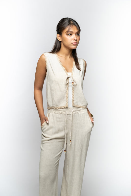 Beige Linen Trim Set