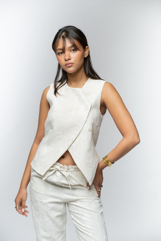 Beige Embroidered Set