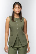 Olive Green Button-Down Vest