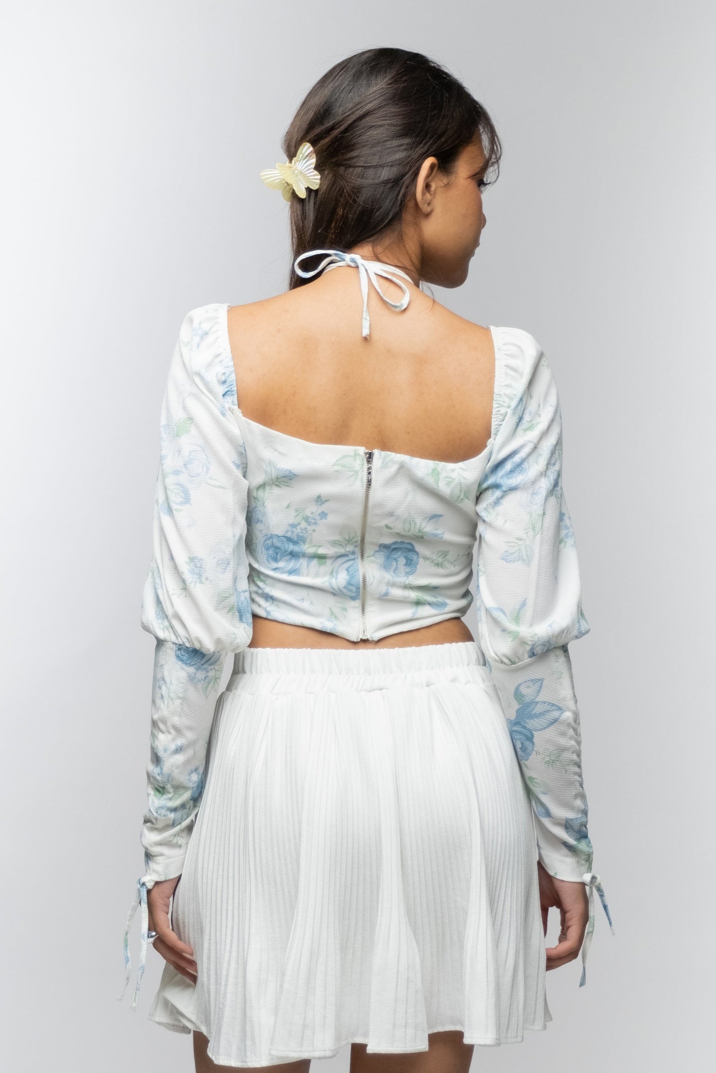 Floral Puff-Sleeve Crop Top