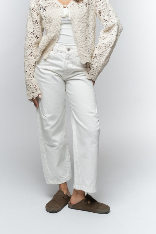 Ivory Straight-Leg Utility Pants