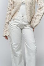 Ivory Straight-Leg Utility Pants