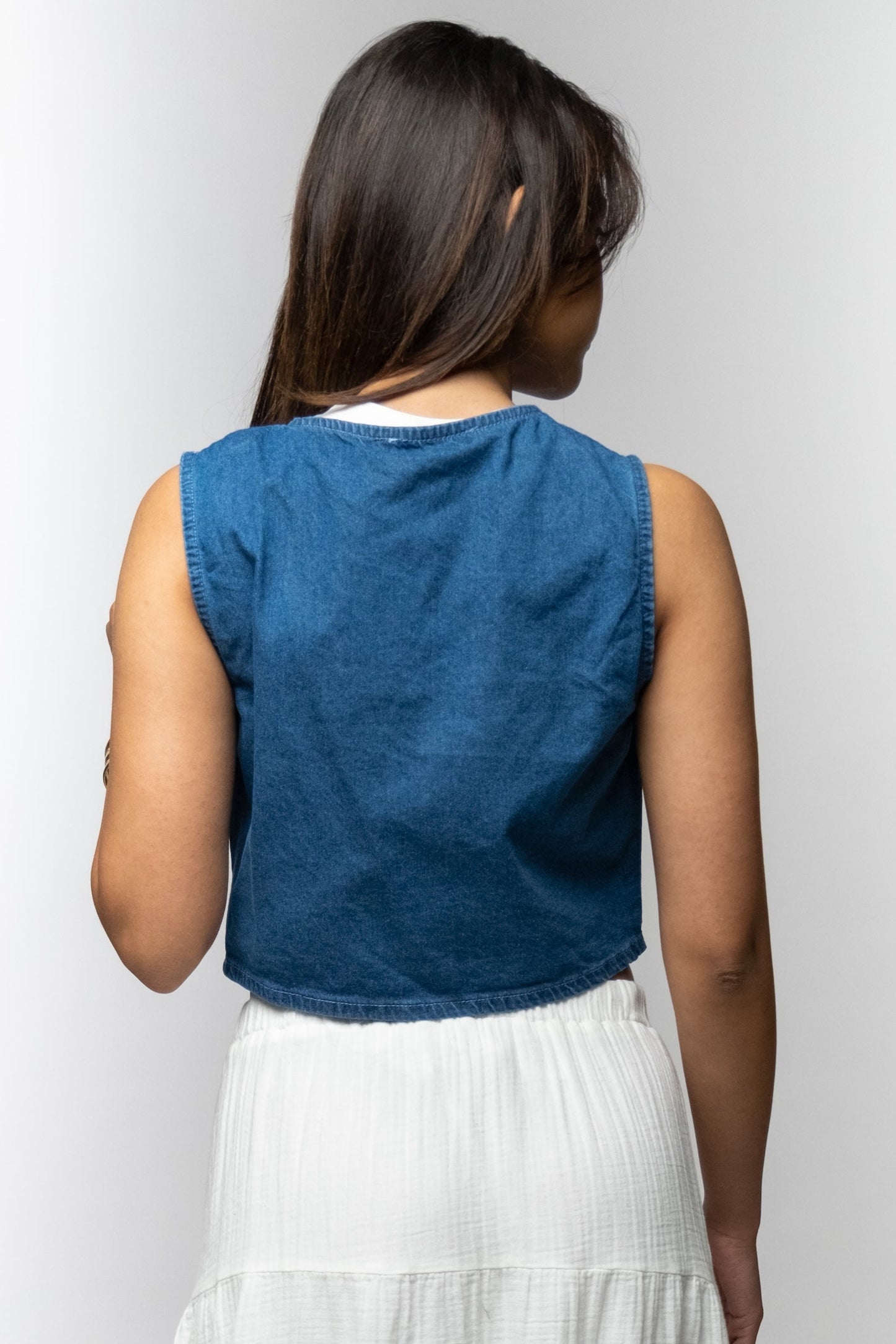 Denim Tie-Front Vest