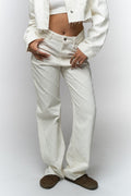 White Textured Denim Jeans