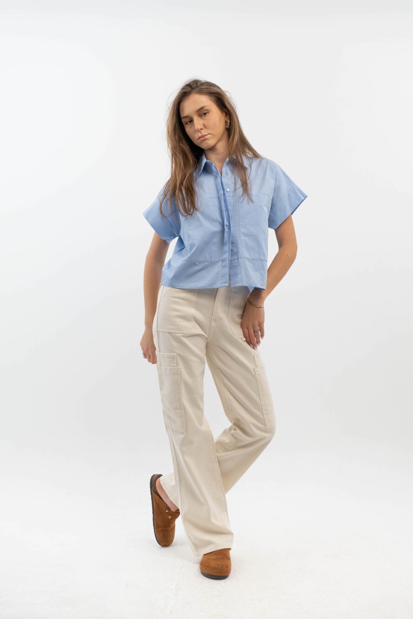 Blue Cropped Shirt