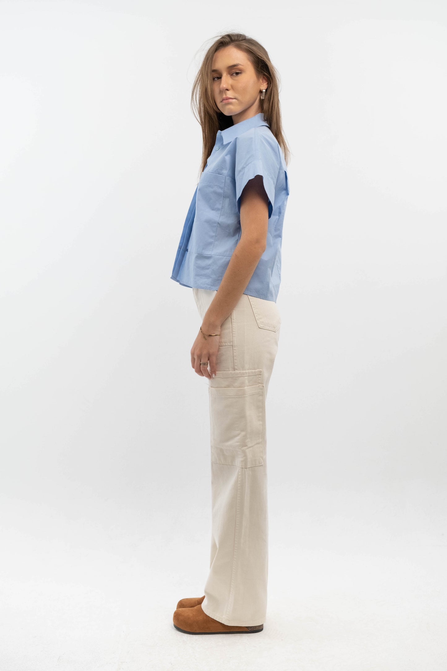 Blue Cropped Shirt