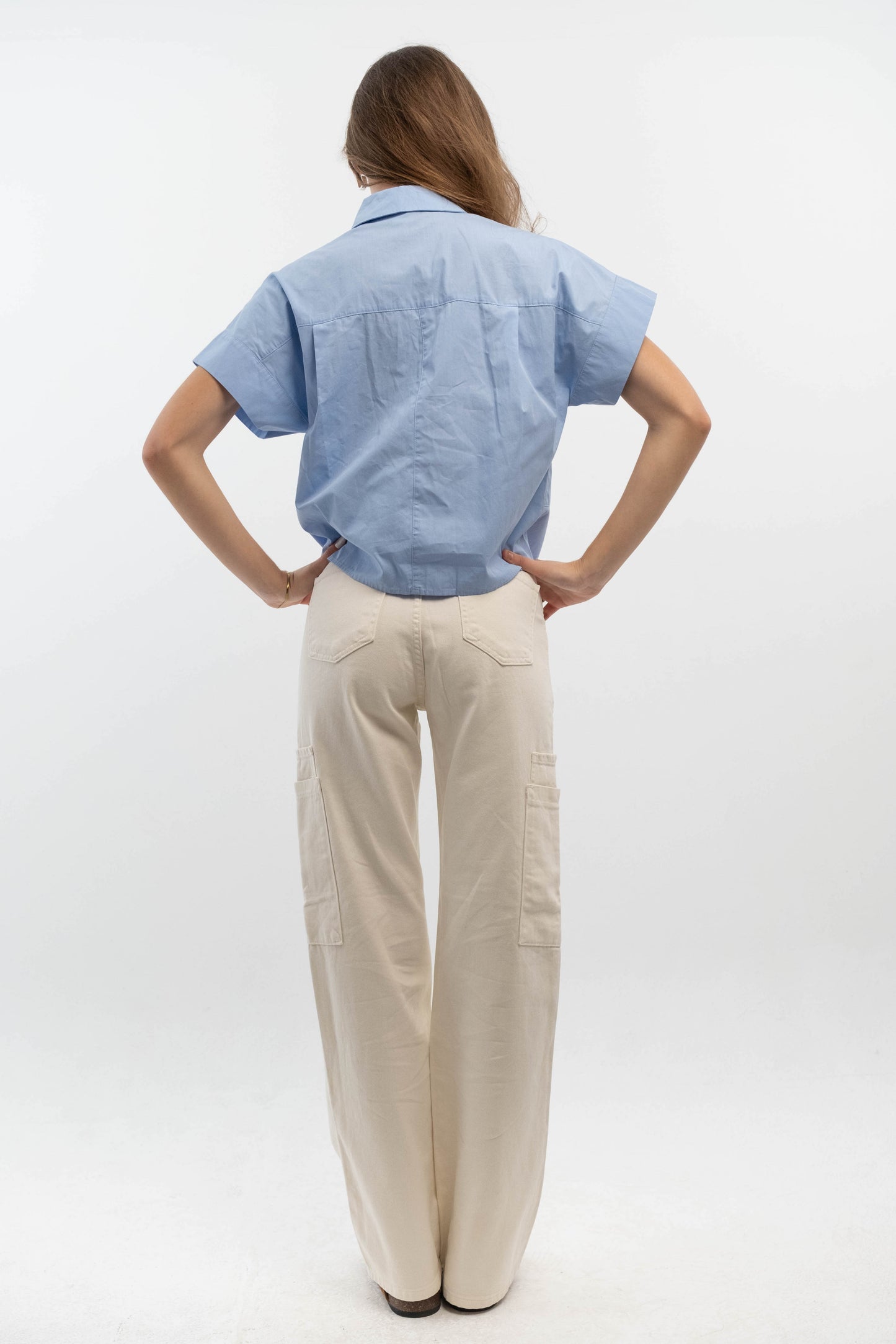 Blue Cropped Shirt